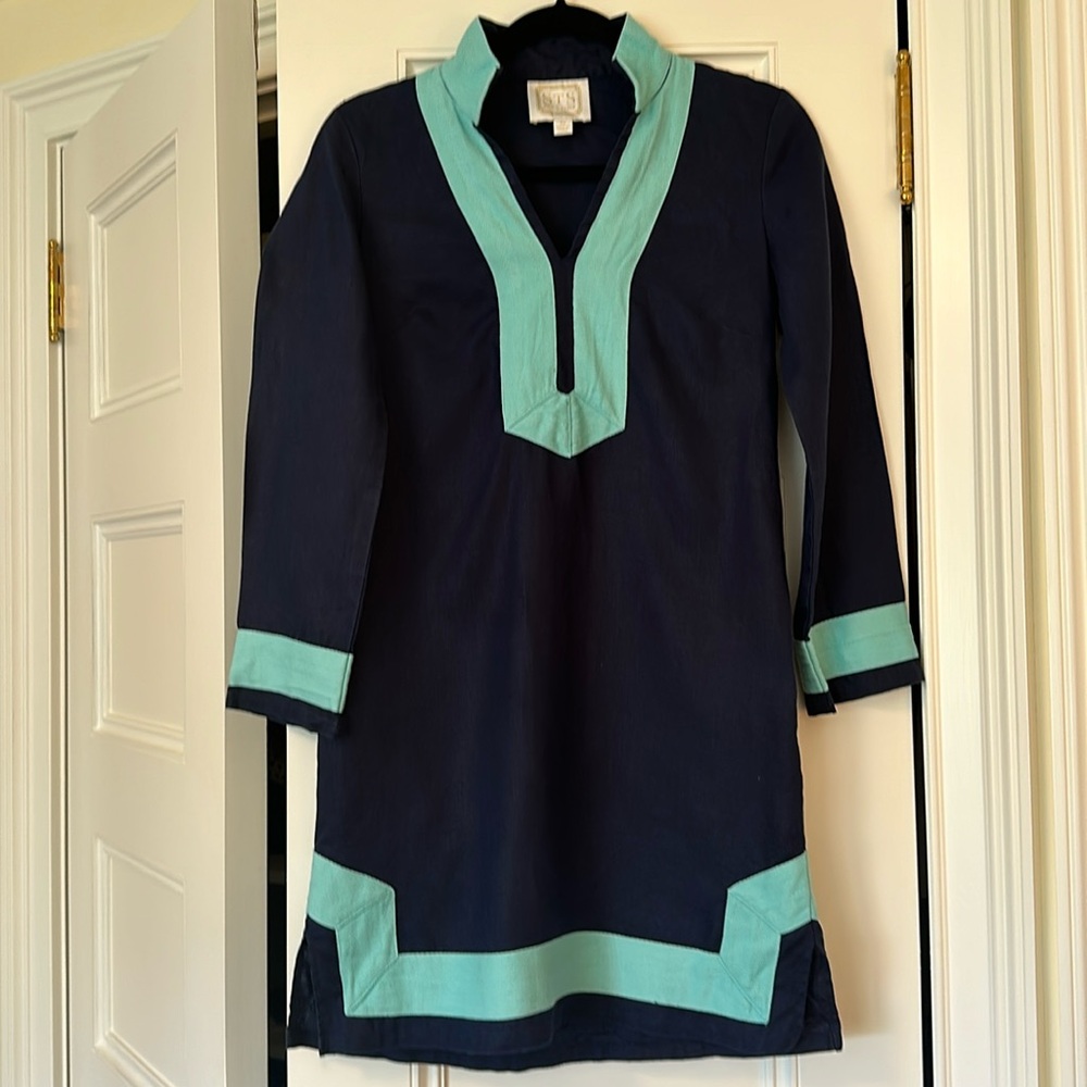 Navy Sail to Sable Linen Classic Tunic dress
